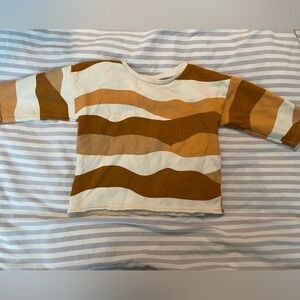EUC Organic Zoo Brown and Tan Striped Shirt Size 2-3Y
